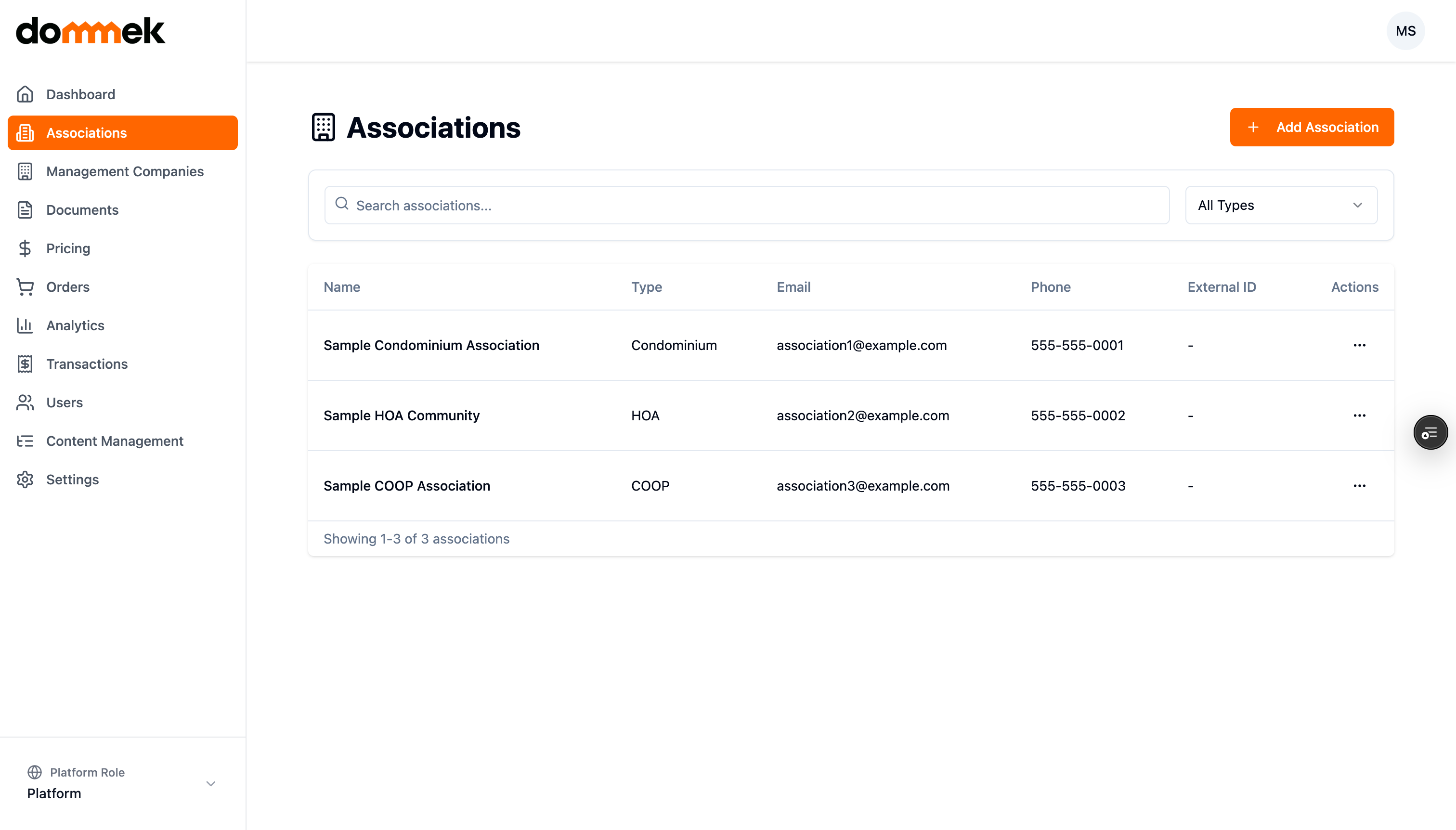 Association management