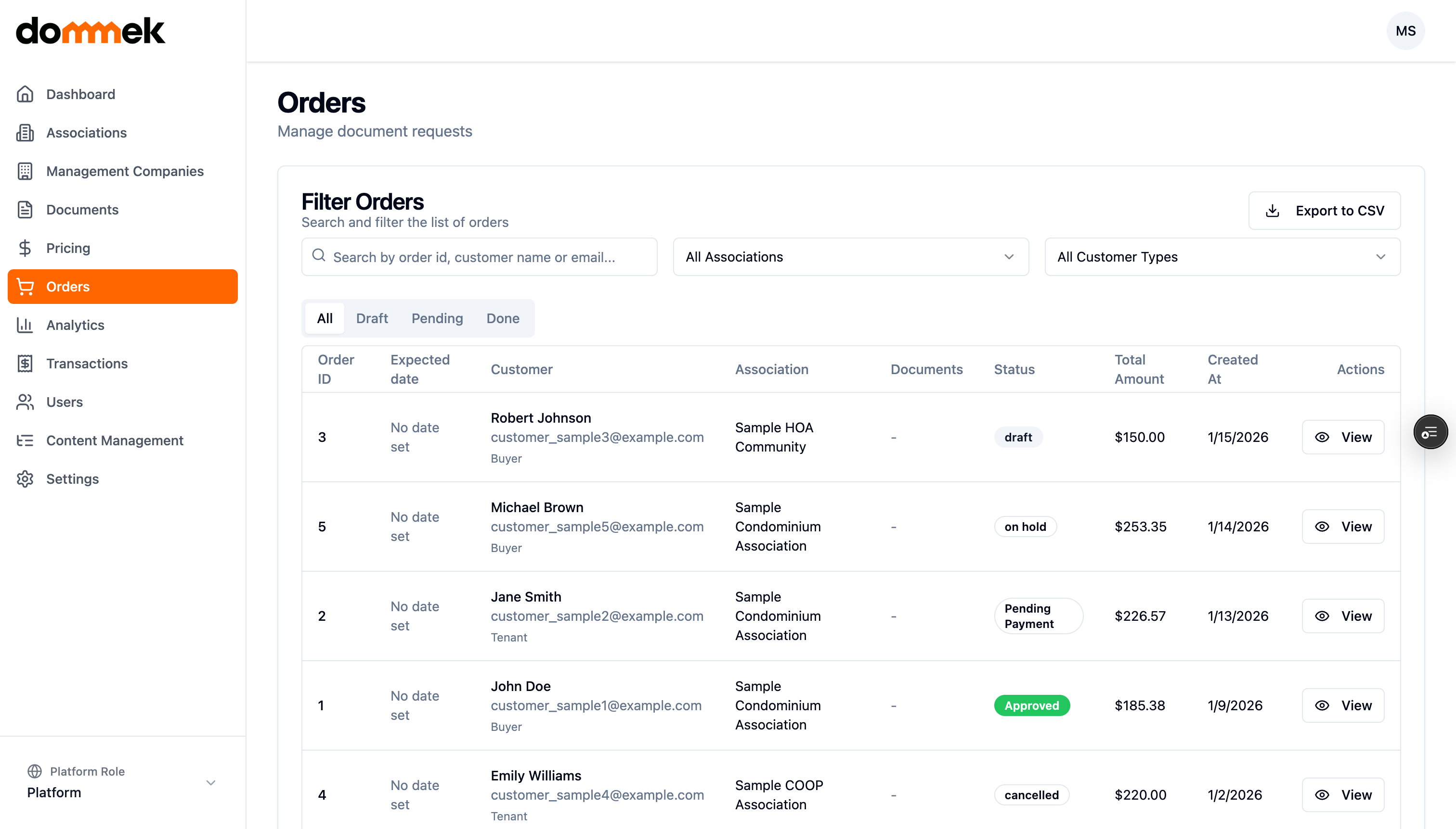 Order processing